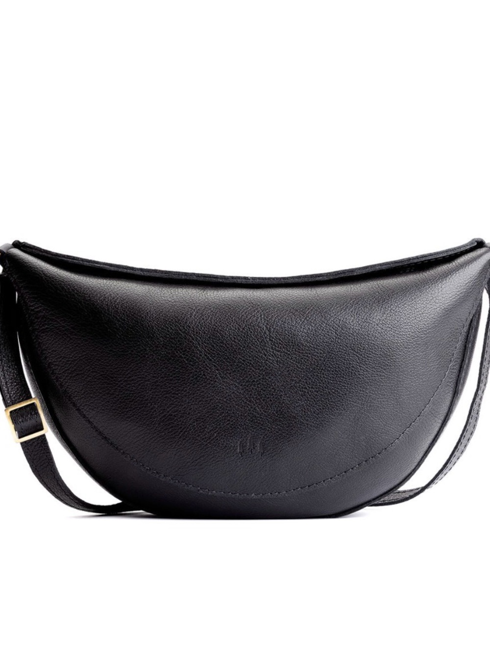 Portland Leather Black Crescent Crossbody Bag